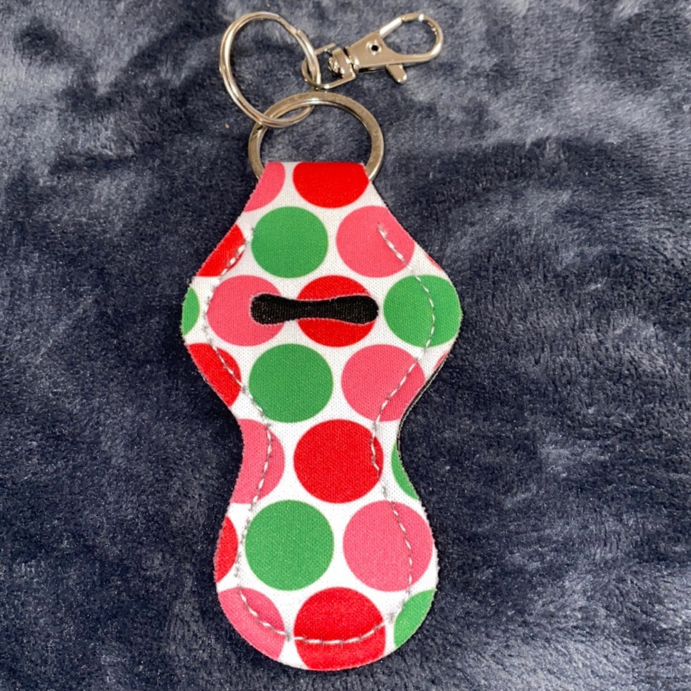 New multi-color circles chapstick holder keychain